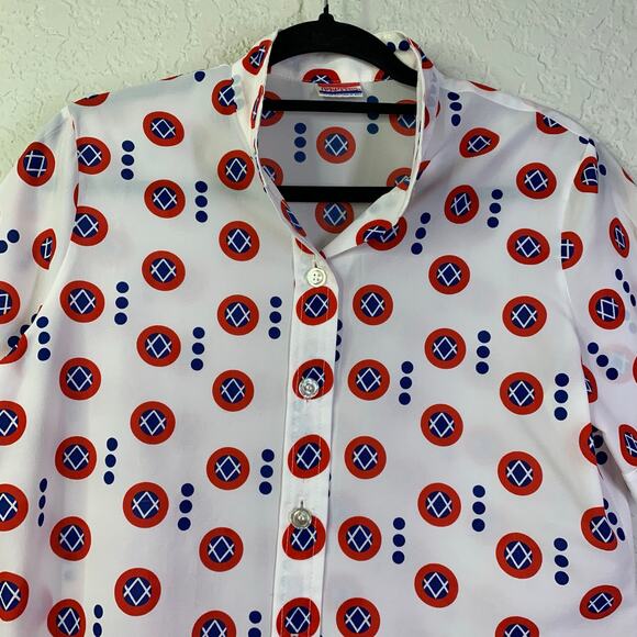 PYKETTES Blouse Top Med/LG Vintage Button Down Novelty 4th of July Retro 70's - Picture 4 of 10